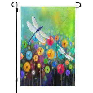 Garden Flag 12.5 x 18 inches Flowers Dragonfly Home and Garden Decoration Gift